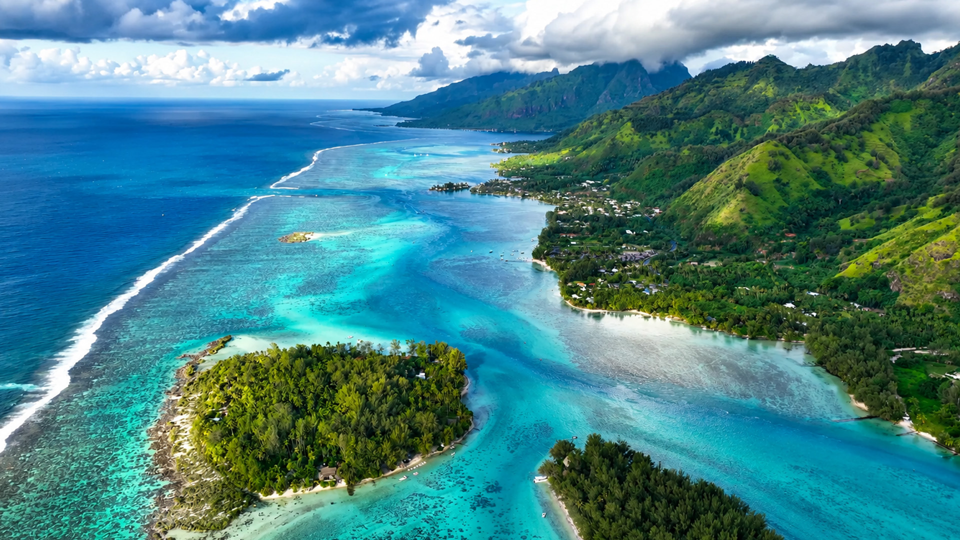 A tropical coast shaped by coral reefs