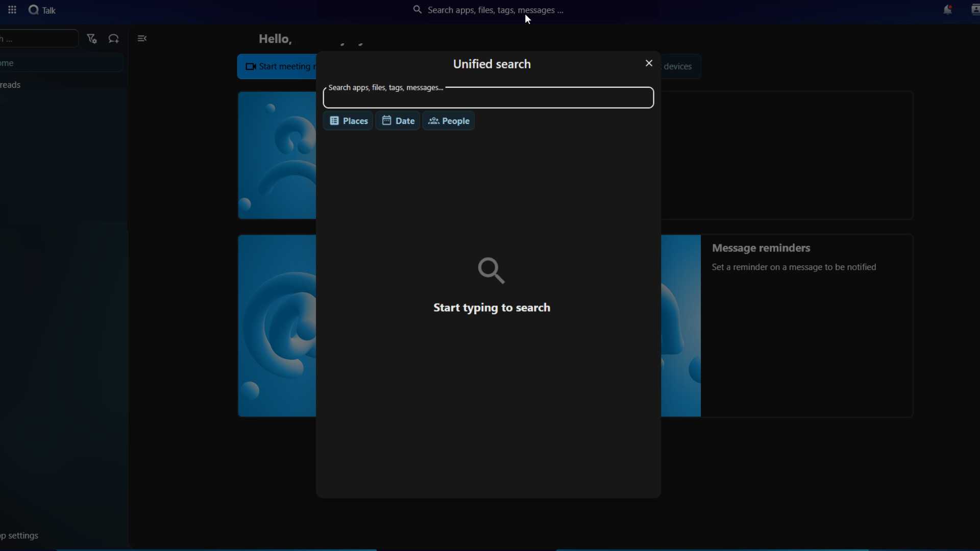 A search in Nextcloud