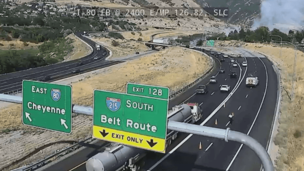Grass fire spreads towards Parleys Canyon, forces closure of ramp from I-80 to I-215