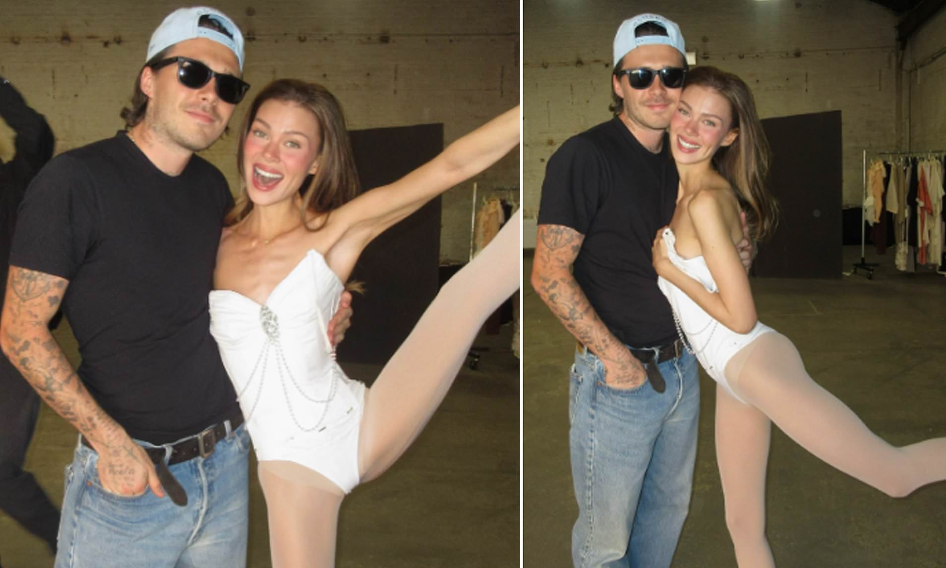 Nicola Peltz displays her best ballerina moves as she poses in a leotard on the set of Prima