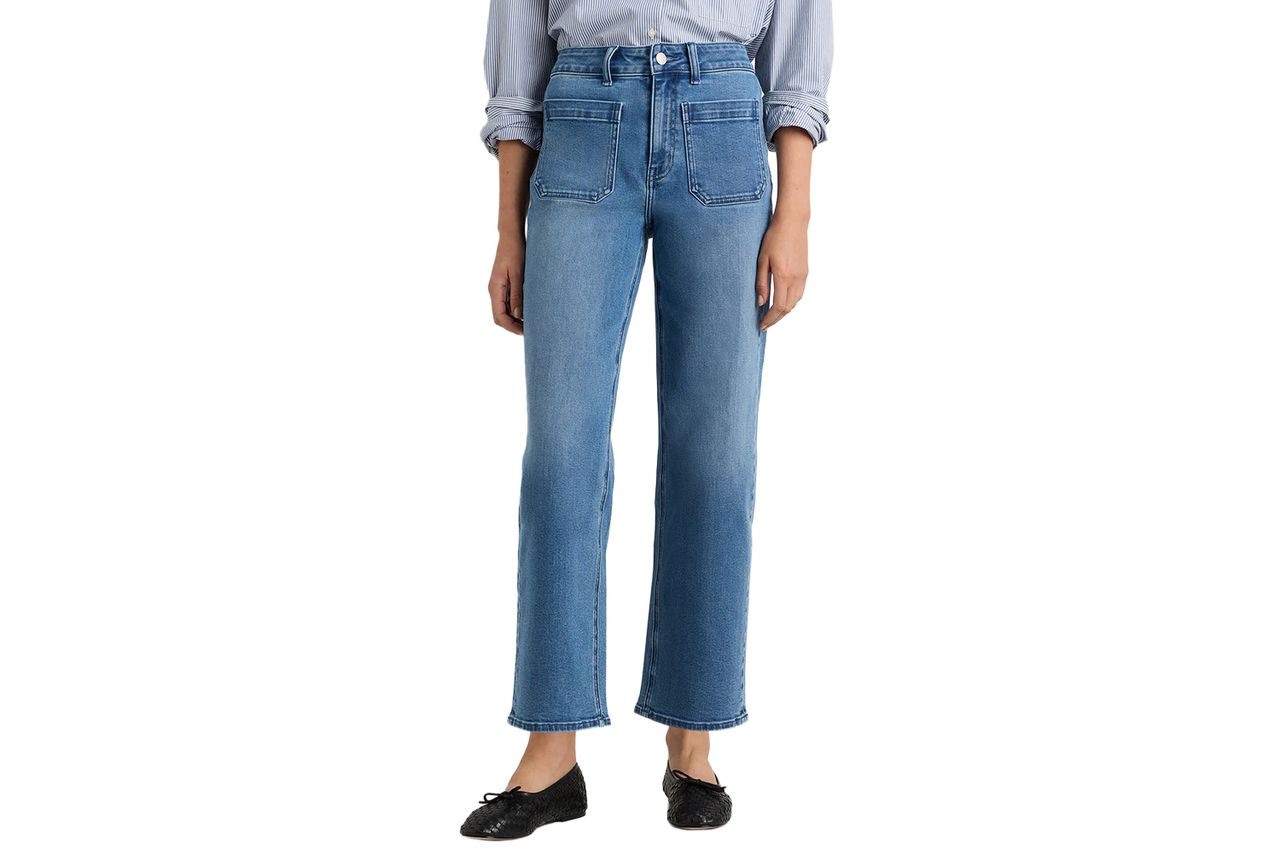 Bella Stretch Patch Pocket Wide Leg Jeans Seaside Blue