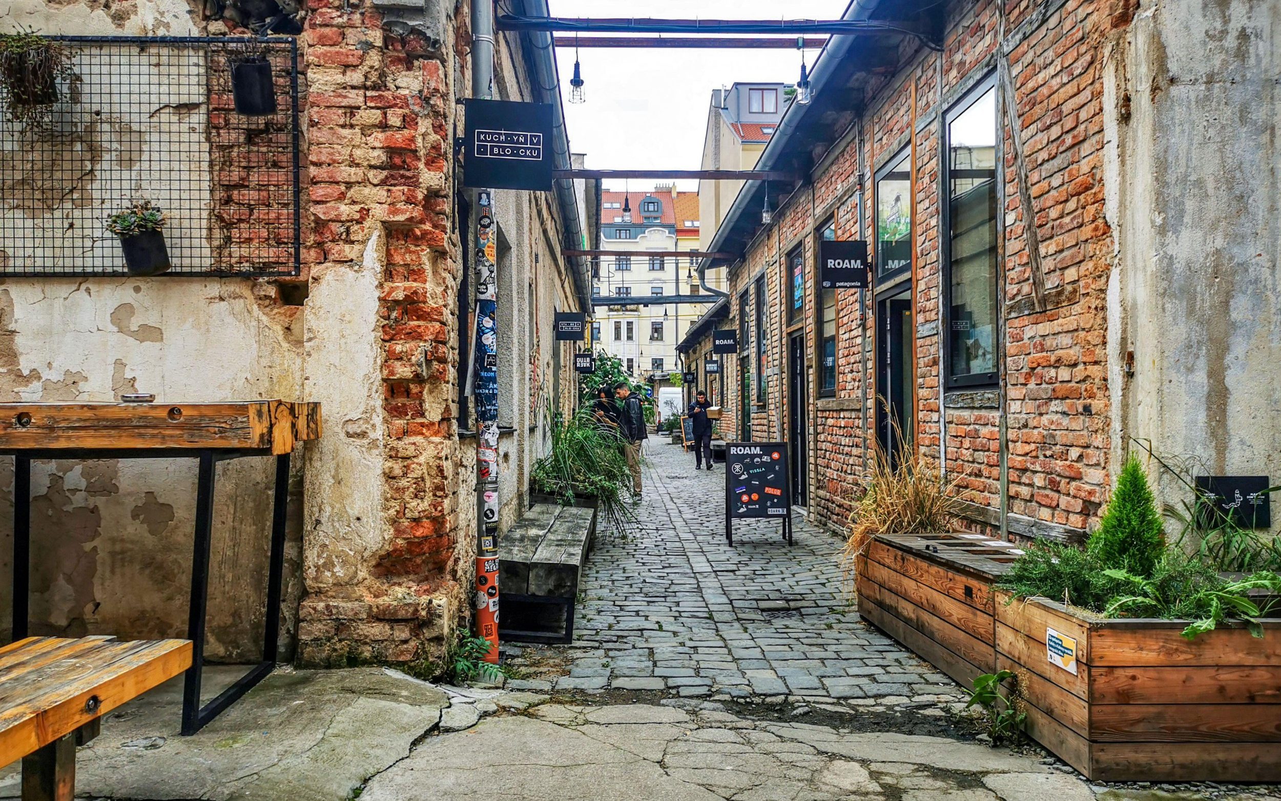 Vnitroblock, a multifunctional space located in HoleÂovice, venue for events with restaurant, cafe and rental spaces.