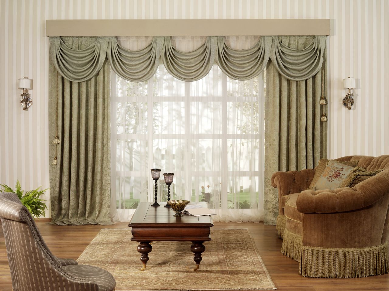 cluttered living room window treatments