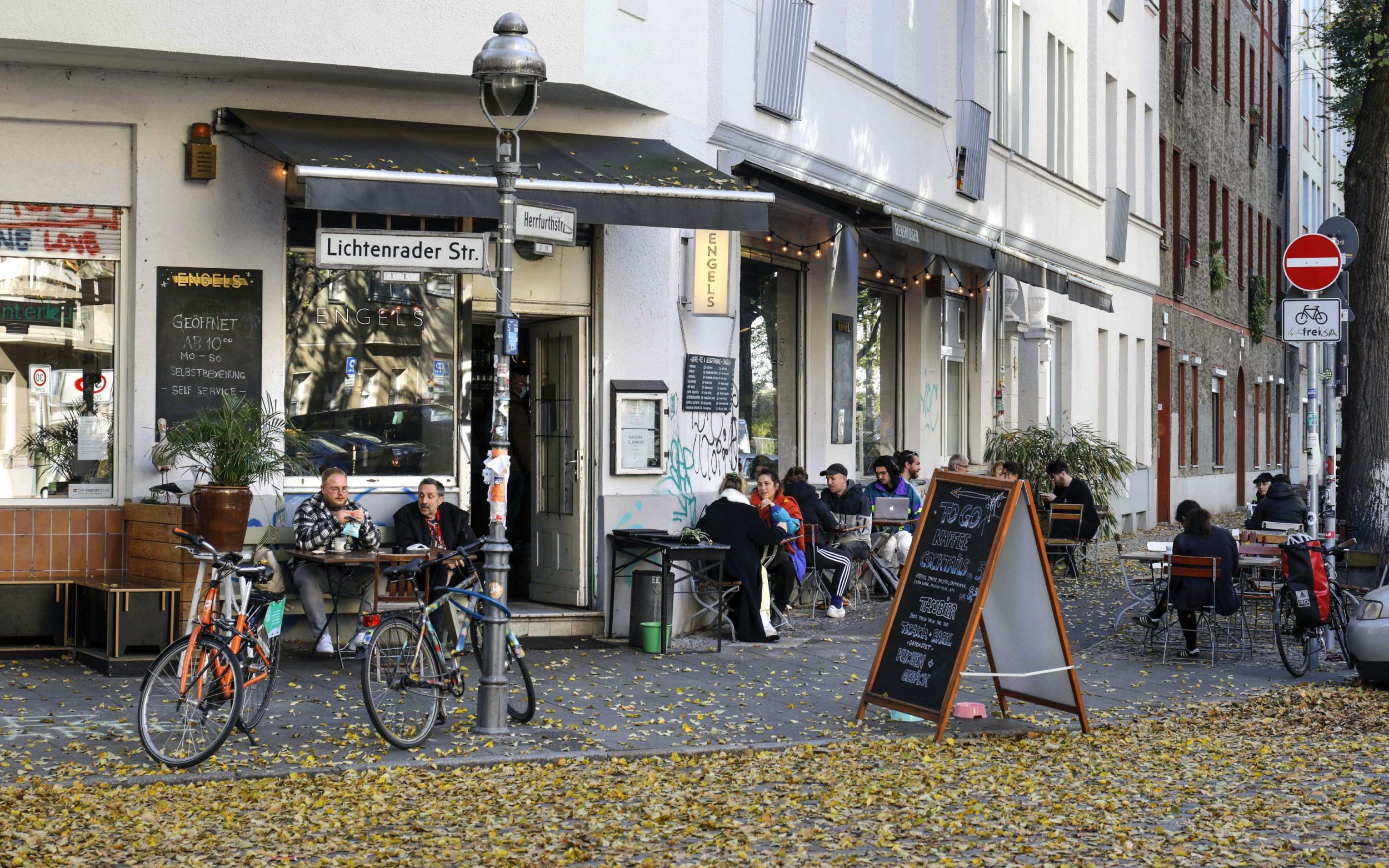 A cafe in small but hip Schillerkiez, Berlin, Germany