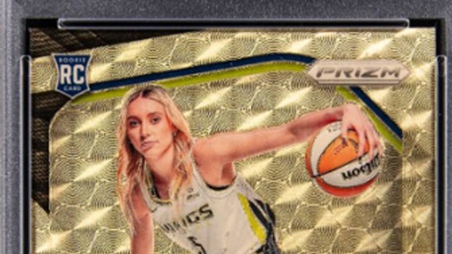 A one-of-one PSA 10 2025 Prizm WNBA Paige Bueckers Gold Vinyl rookie card #147