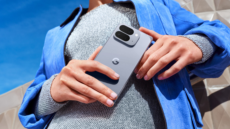 A person holding the Google Pixel 10 Pro Fold