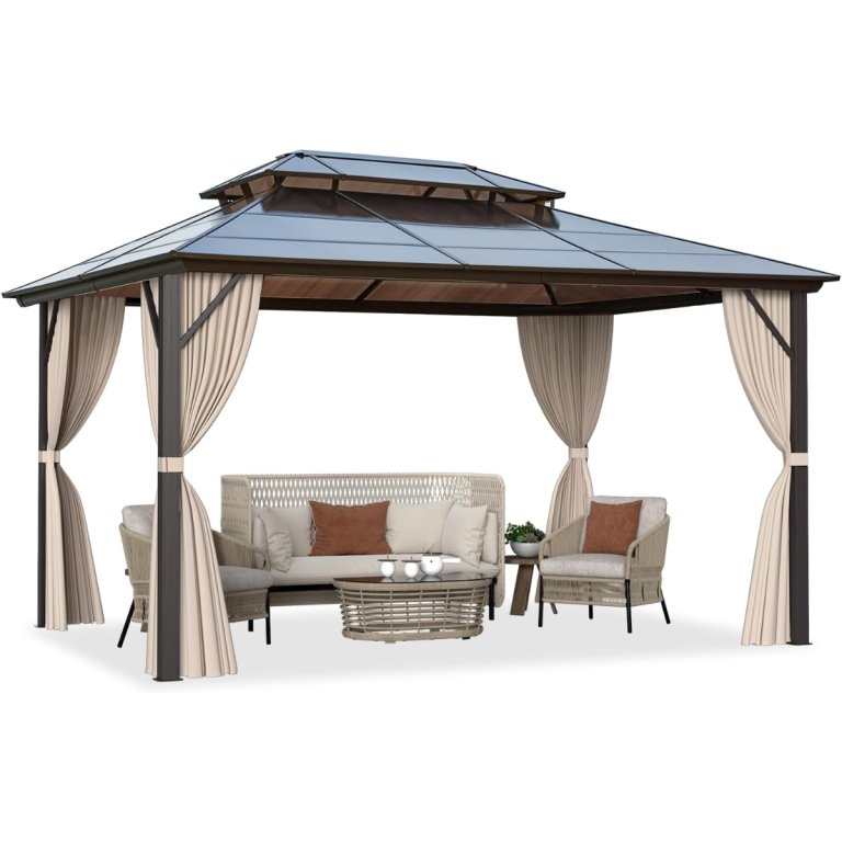Erommy 10-by-13-Foot Double Roof Hardtop Gazebo on a white background
