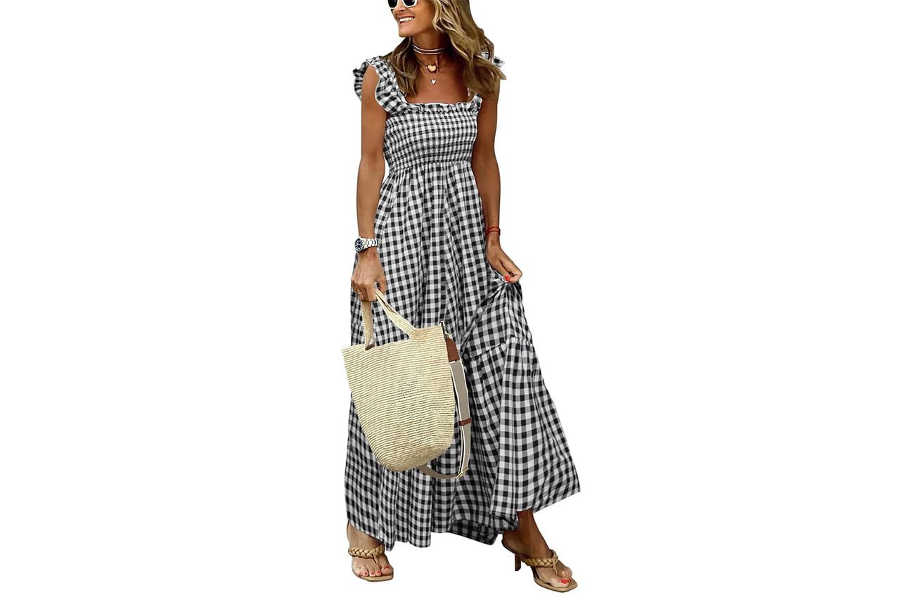 chouyatou womens retro pliad smocked dress