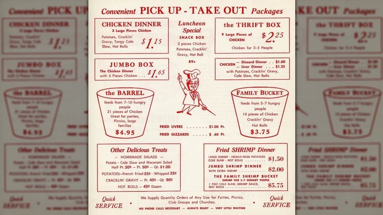 Vintage KFC menu