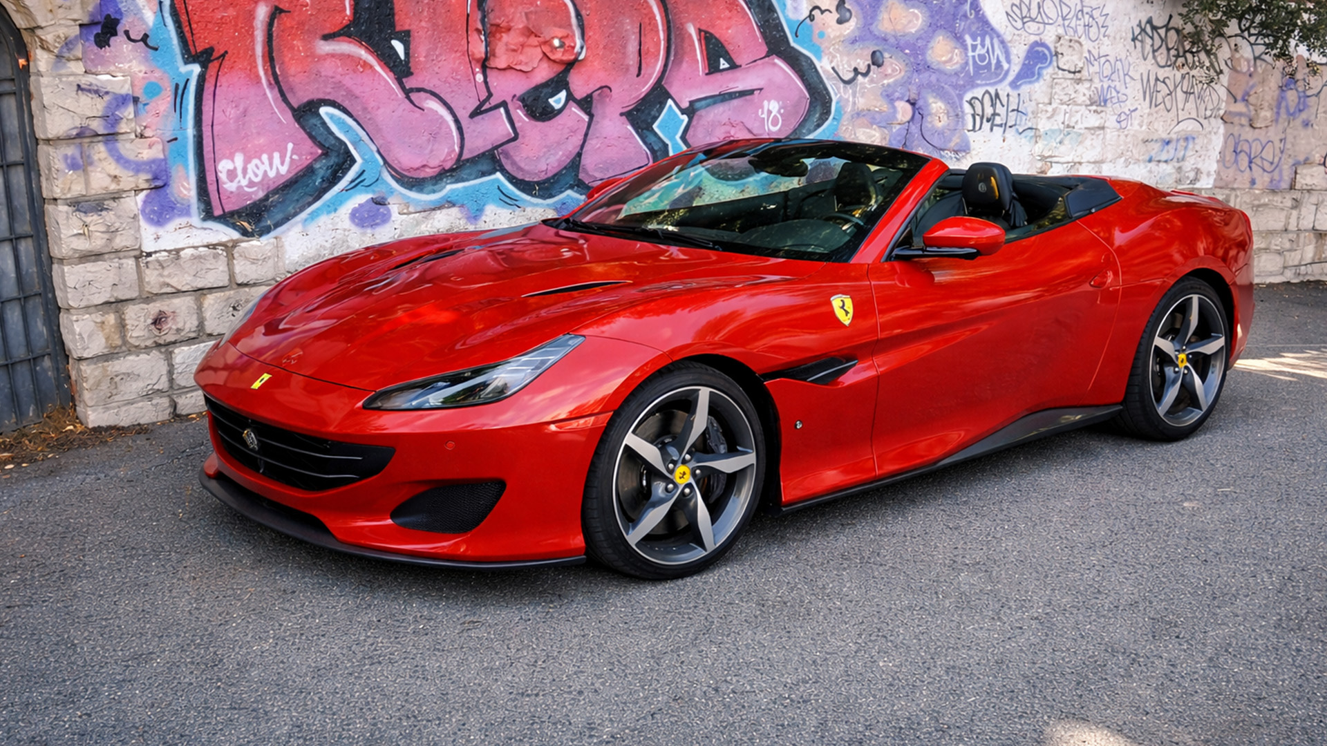 Ferrari Portofino M shown in a POV convertible test drive