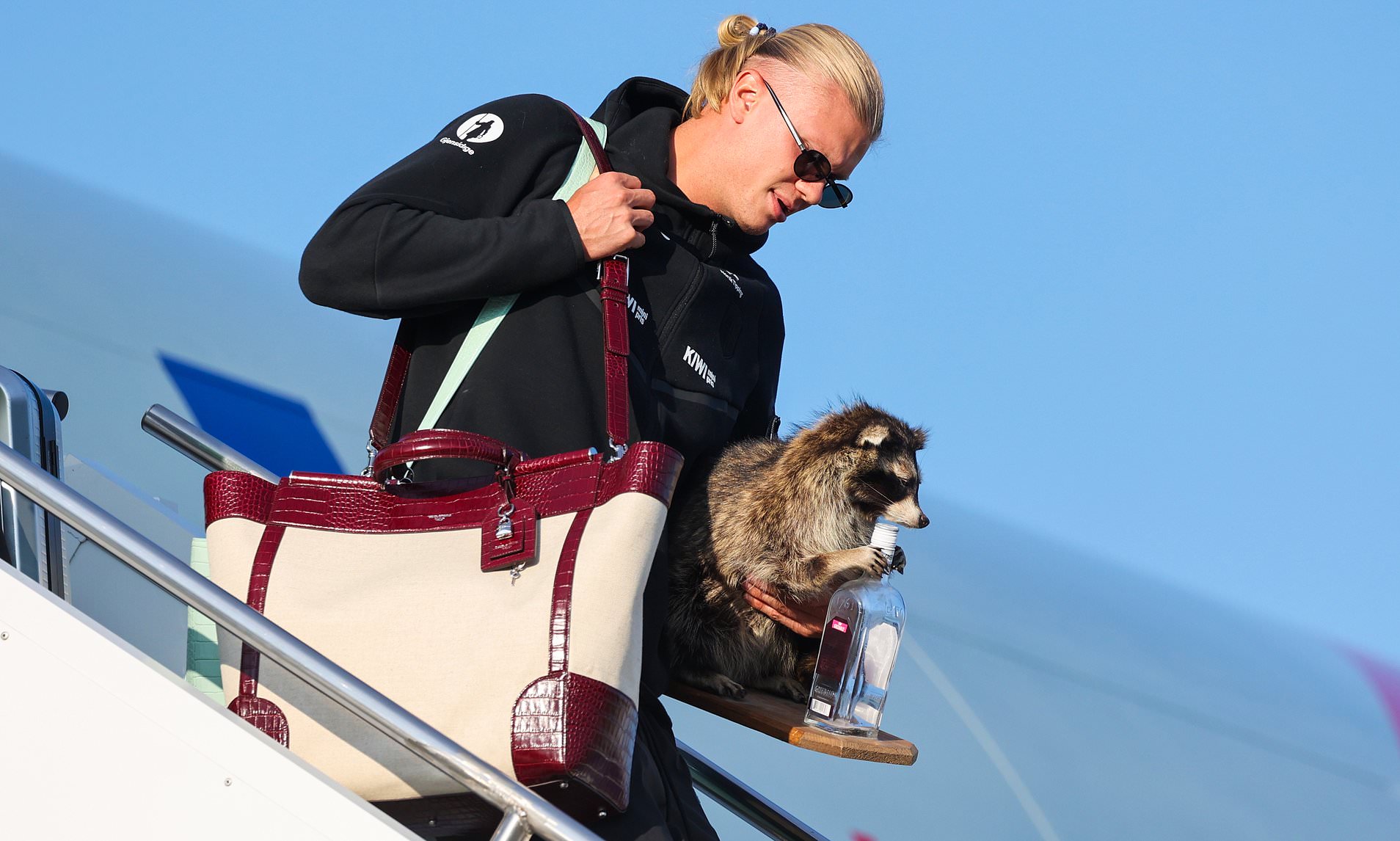 Erling Haaland returns home to hero's welcome - bringing a £560 taxidermied raccoon with him