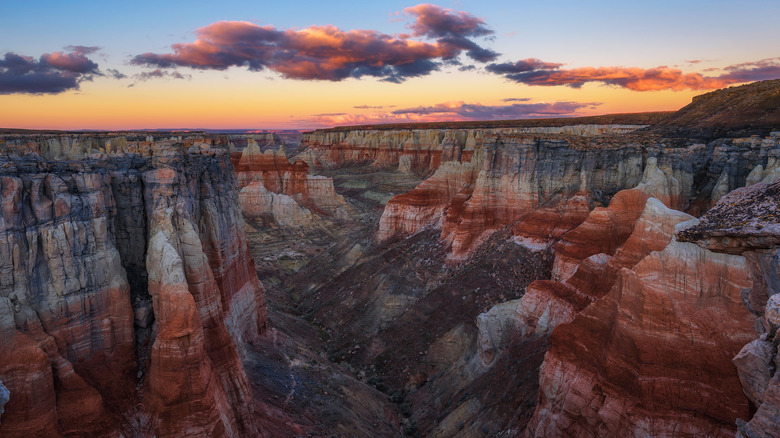 Sunset at Coalmine Canyon near Tuba City, Arizona.