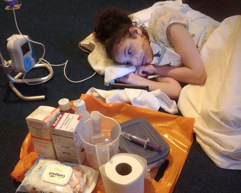 Huda’s 12-year-old daughter, who uses a wheelchair and has epilepsy and a heart condition, is sleeping on the floor. Photograph: supplied