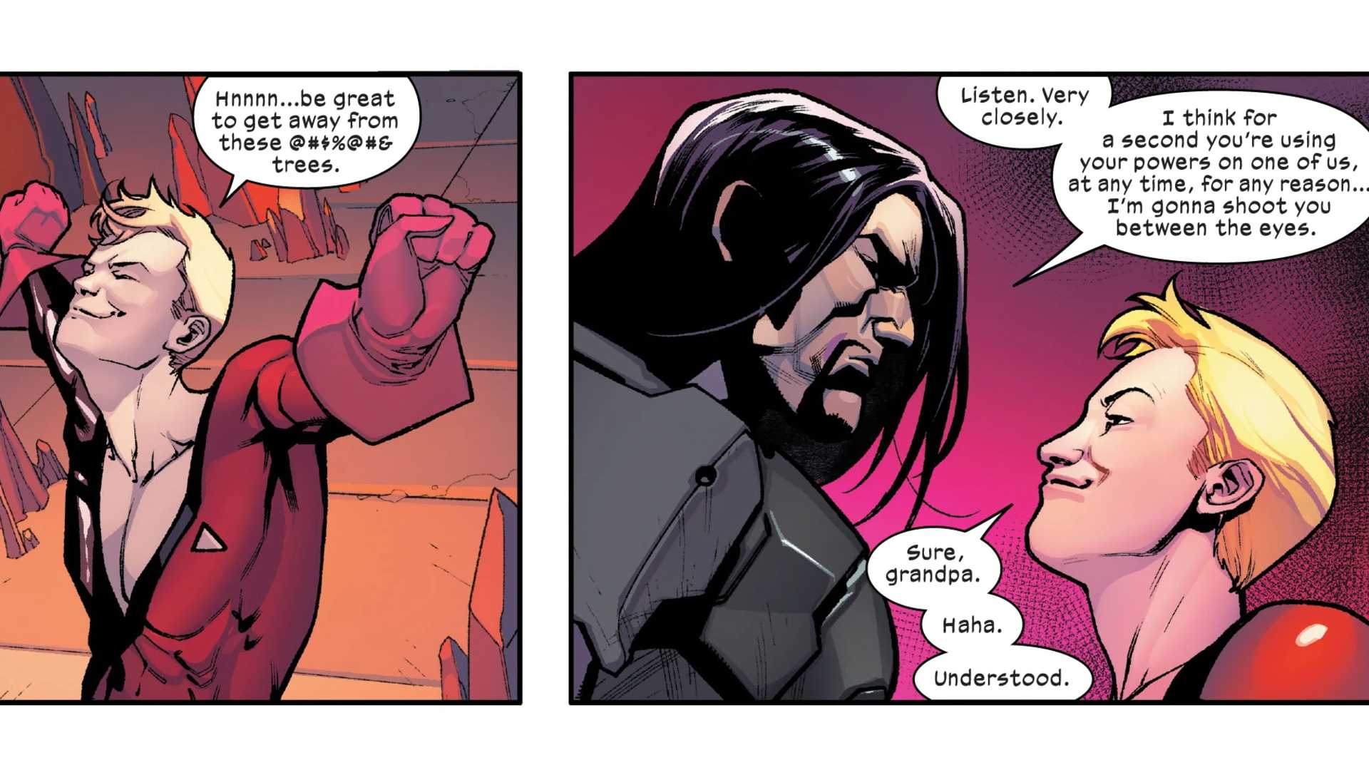greycrow and empath face off in x-men's hellions series