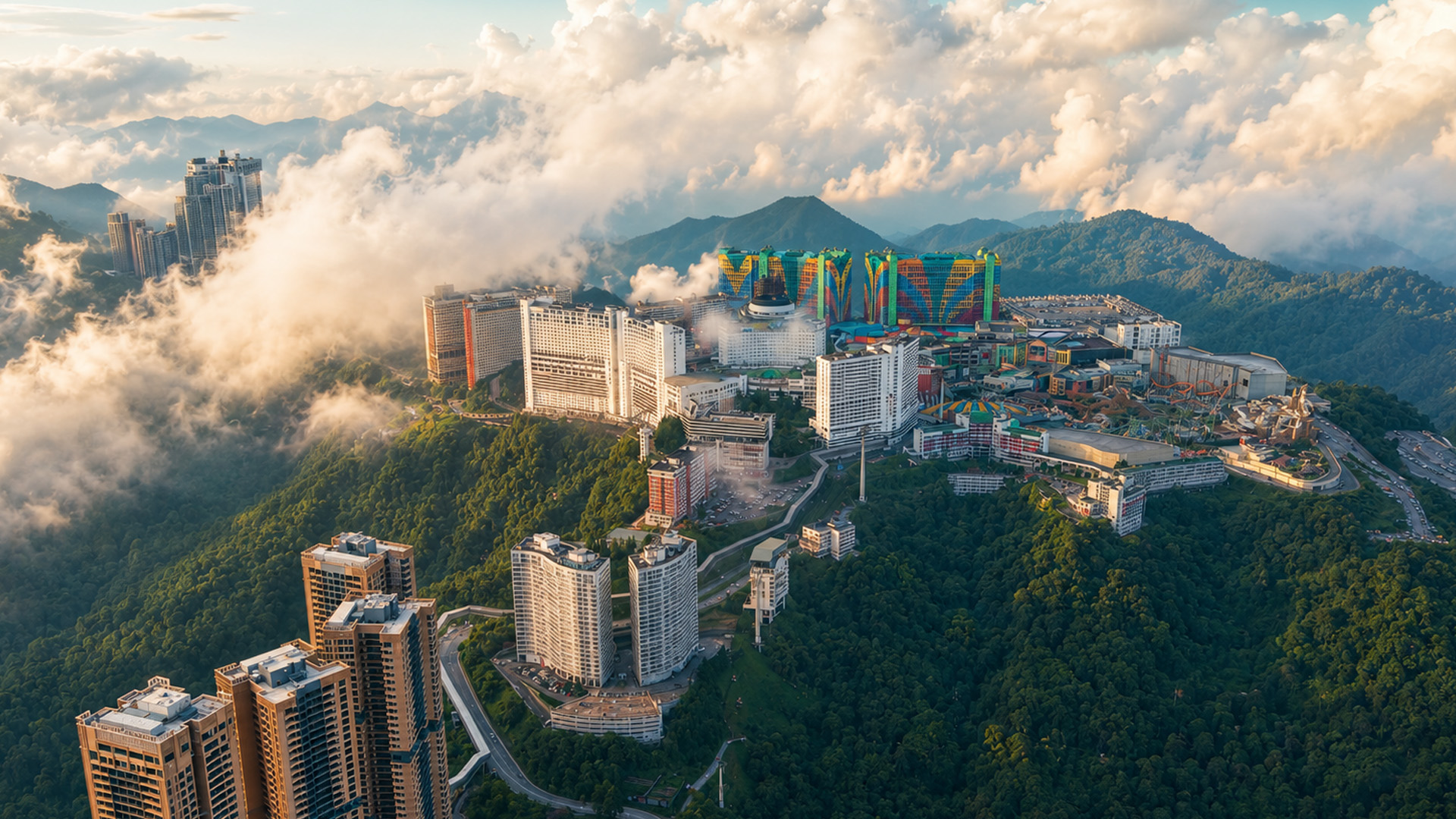 A mountain city hidden by clouds