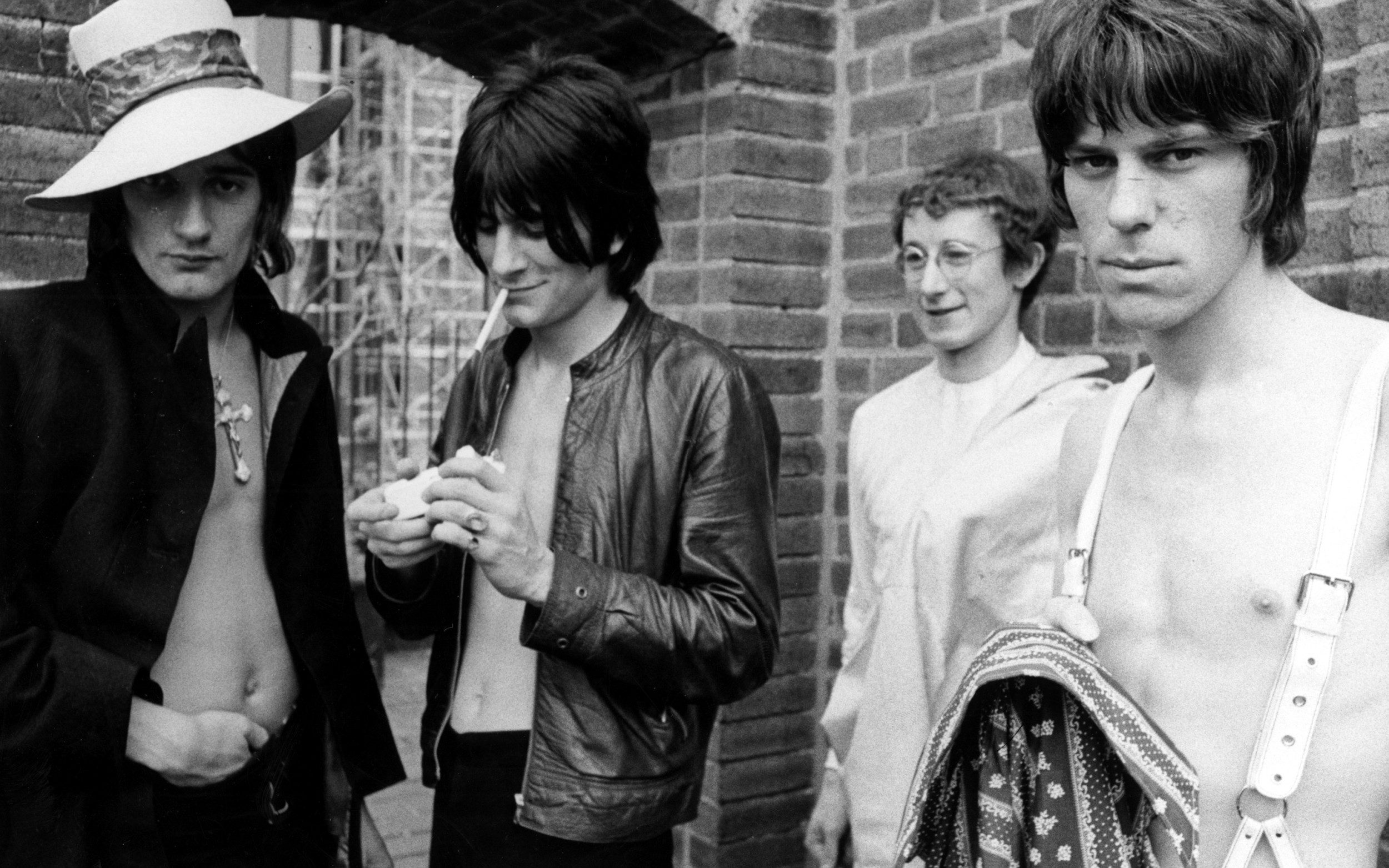 The Jeff Beck Group in 1968; (L-R) Rod Stewart, Ronnie Wood, Mickey Waller and Beck