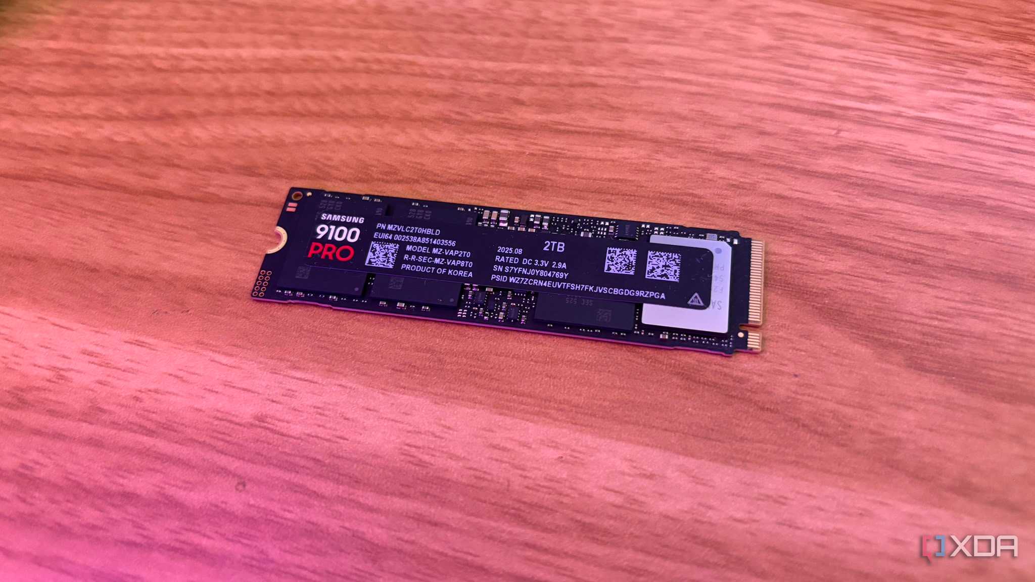 Samsung 9100 pro SSD on desk