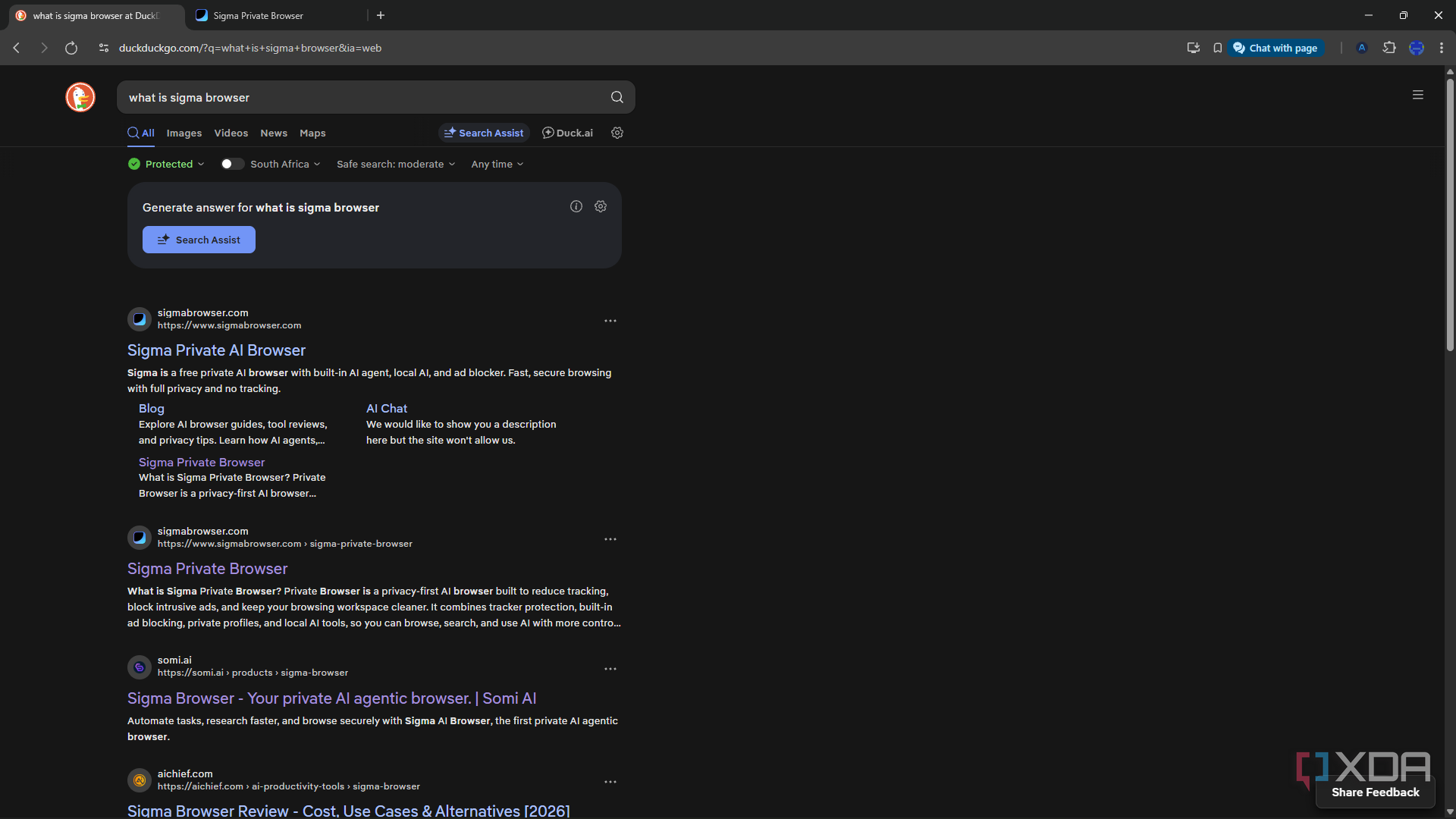 browsing in sigma browser