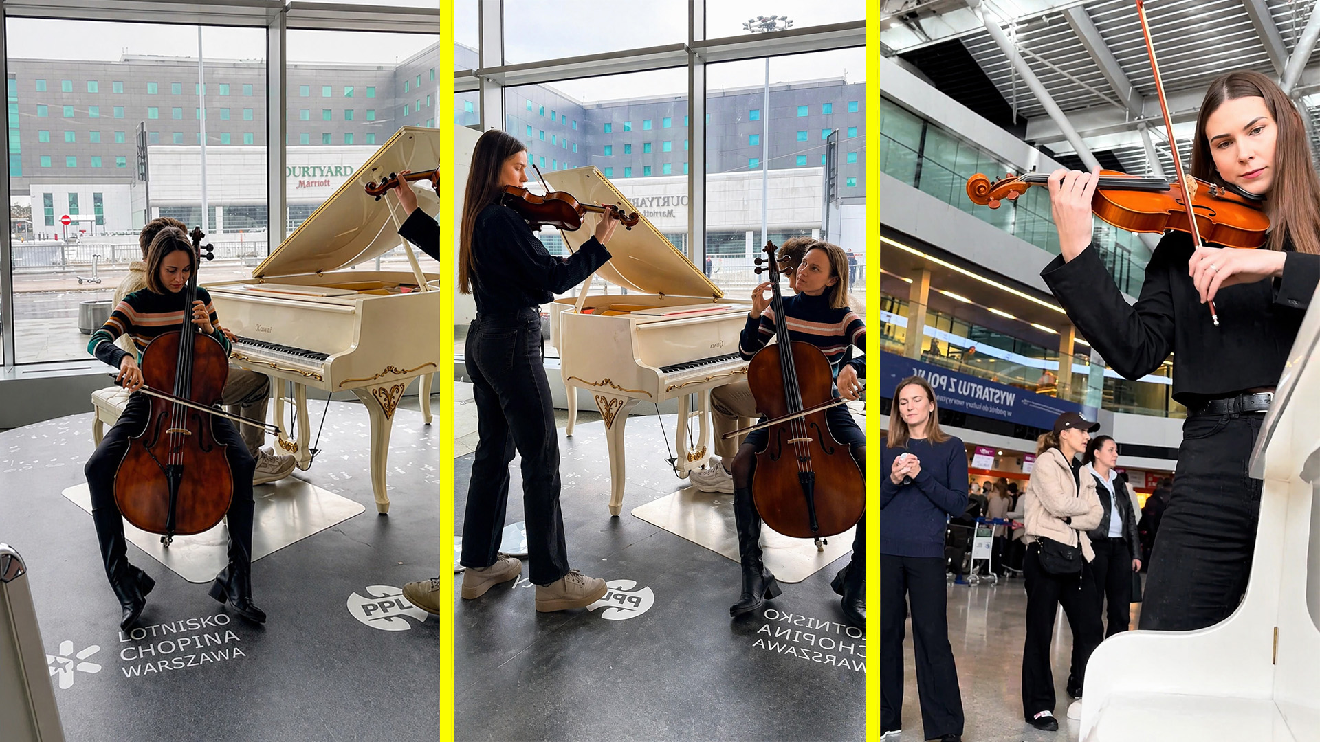 Two girls joined my piano at the airport