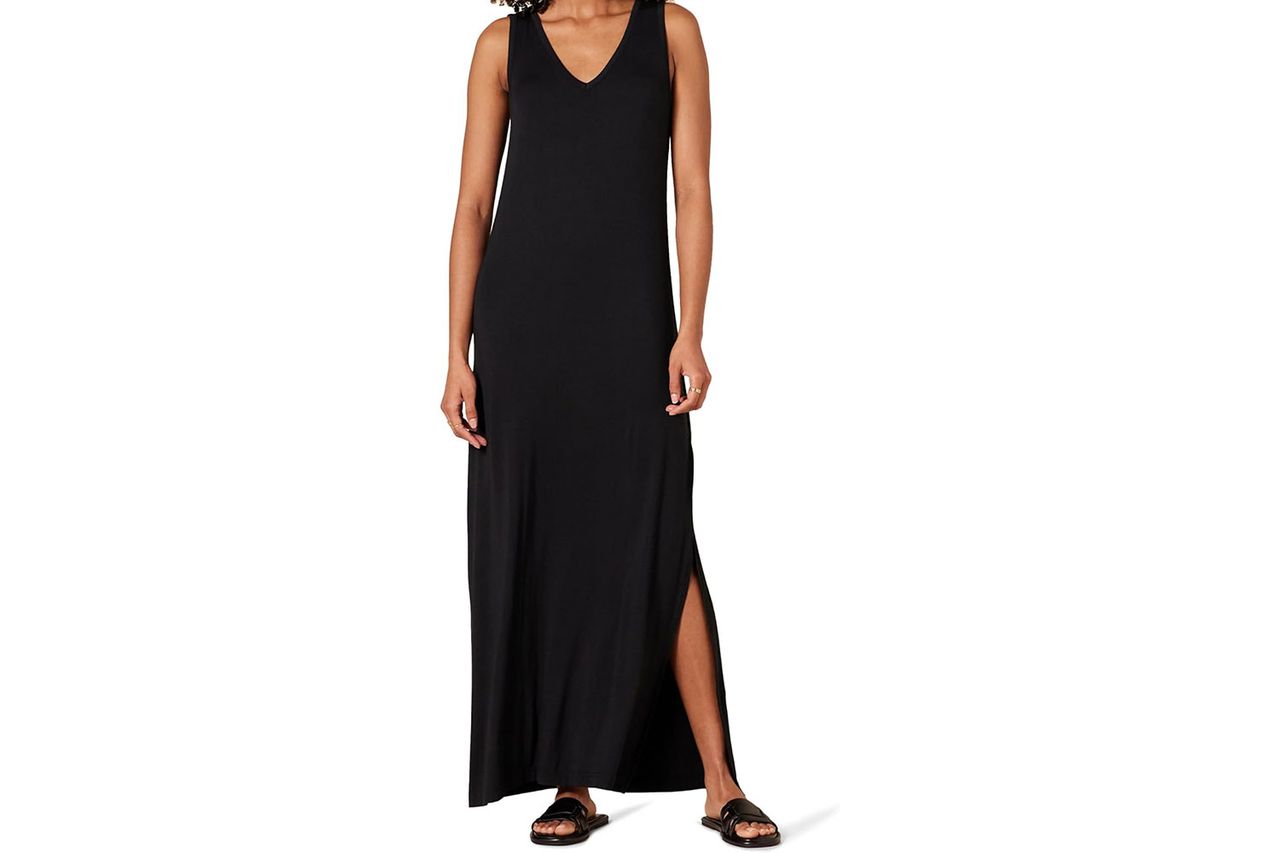Amazon Essentials Side-Slit Jersey V-Neck Maxi Length Dress