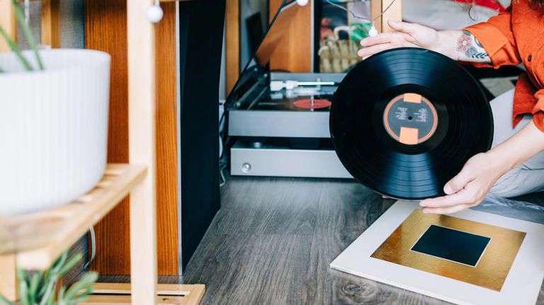 Upcycle scratched vinyl records and make funky flower pots