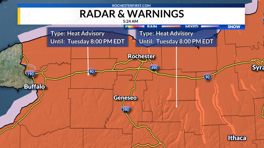 Weather forecast: Heat advisory for the 90s in Rochester