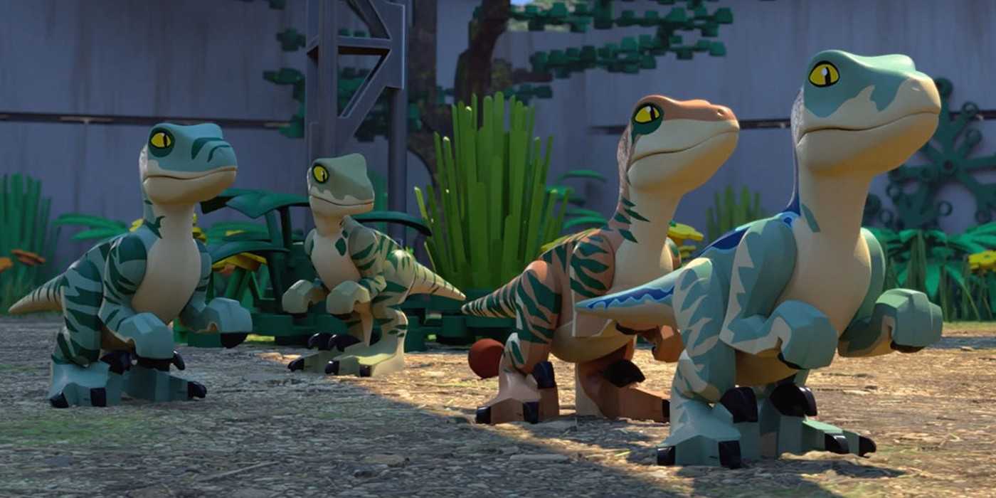 The Raptor Squad walks in Nickelodeon's LEGO Jurassic World: The Legend of Isla Nublar