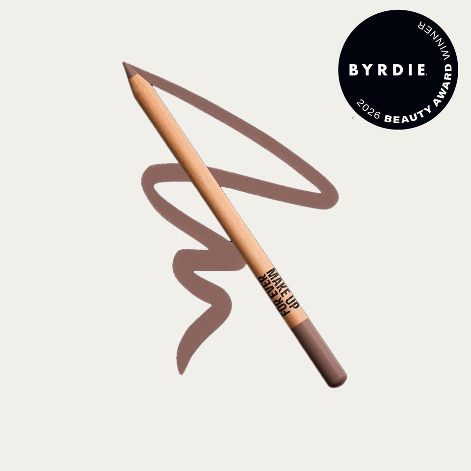 Makeup lip liner pencil with Byrdie Beauty Award badge
