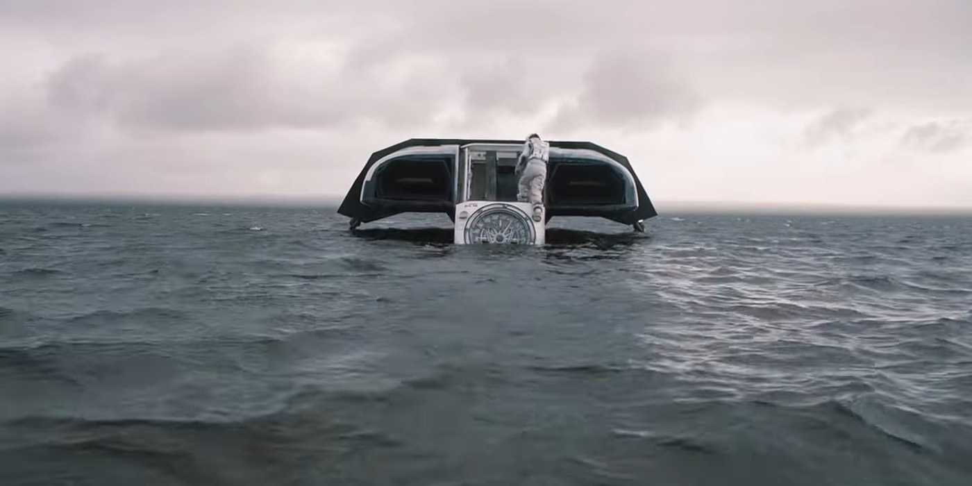 The ship lands on Miller's planet in Interstellar