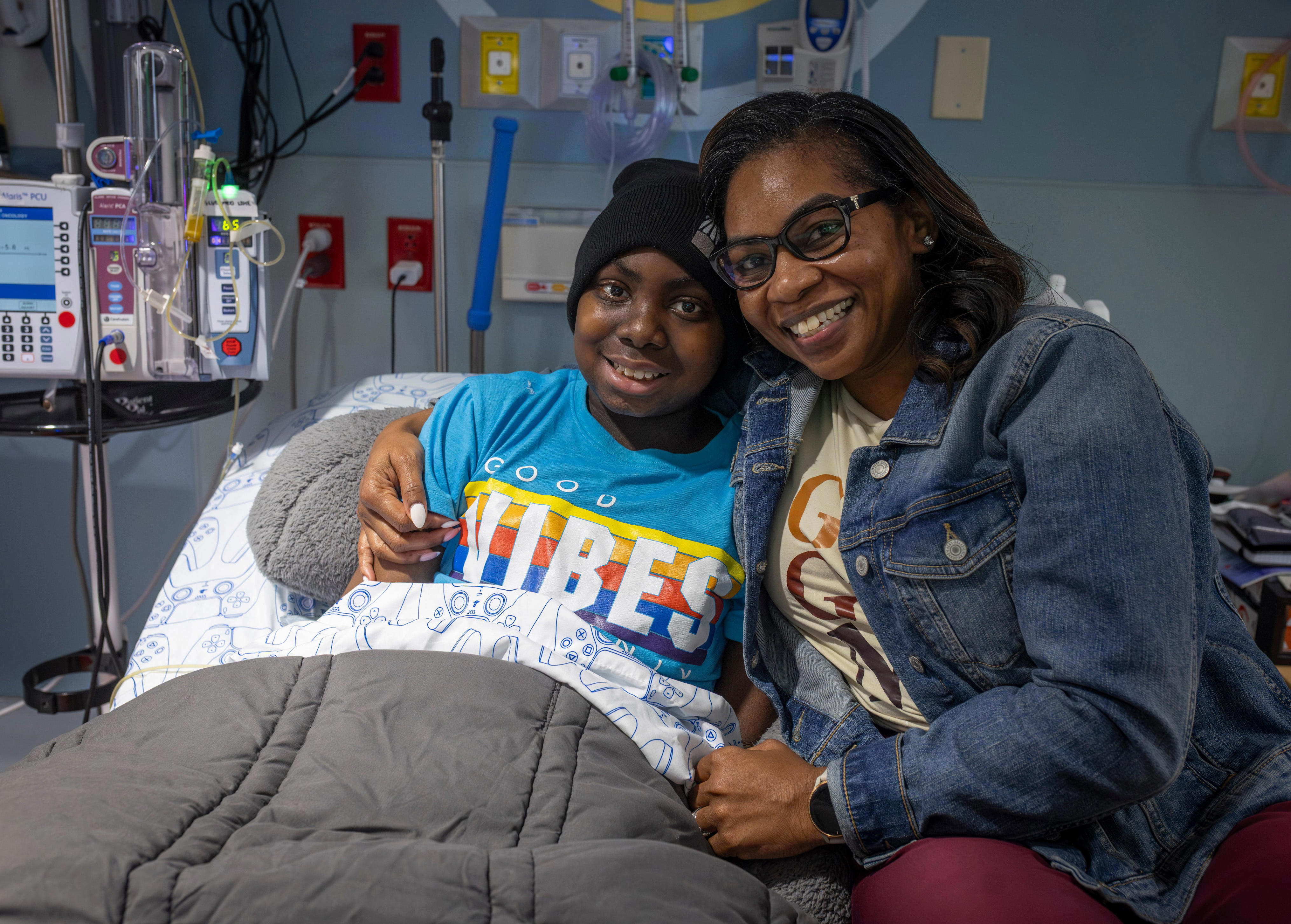 Thirteen year-old sickle cell anemia patient Rickey Buggs III is photographed with his mother Dr. Lametra Scott at Tri Star Centennial Children’s Hospital Wednesday, July 1, 2026.