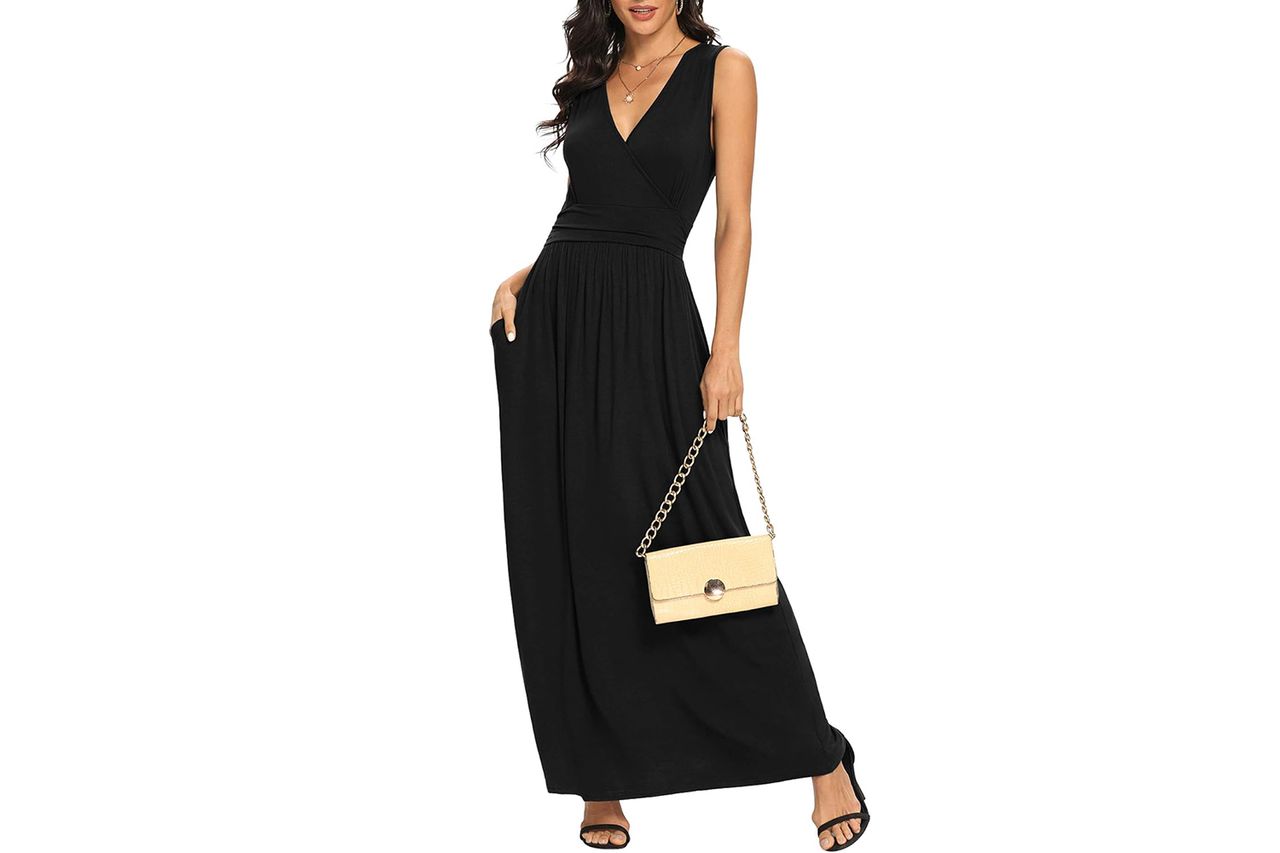 sleeveless v neck maxi dress