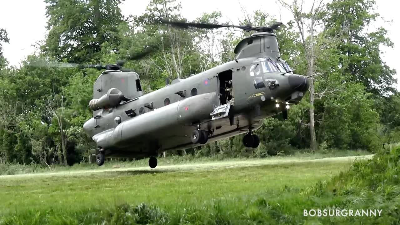 Watch the Chinook land so close the rotor wash feels violent