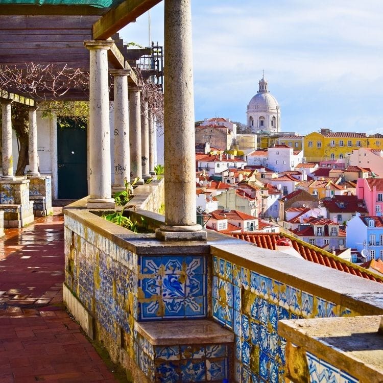 Stunning architecture in the Alfama district in Lisbon, Portugal.