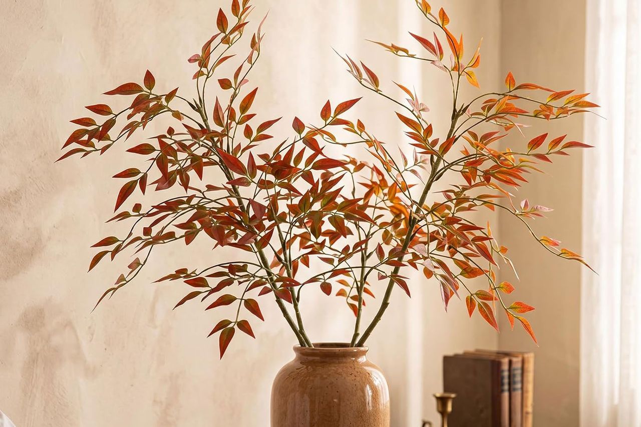 2 Pcs Artificial Fall Stems 47.2 Inch Nandina Fall Branch