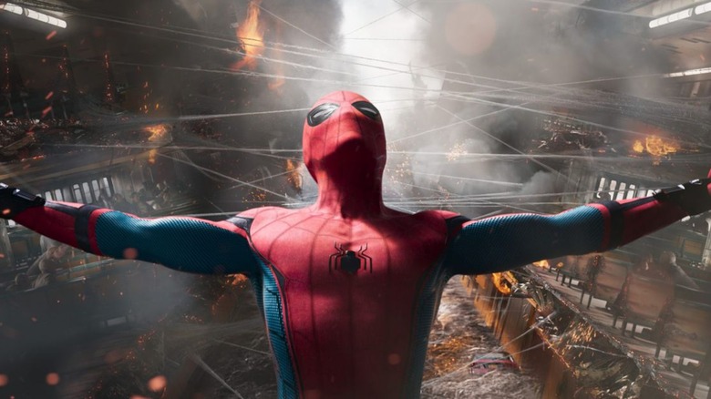 Spider-Man holding the Staten Island Ferry together in "Spider-Man: Homecoming"