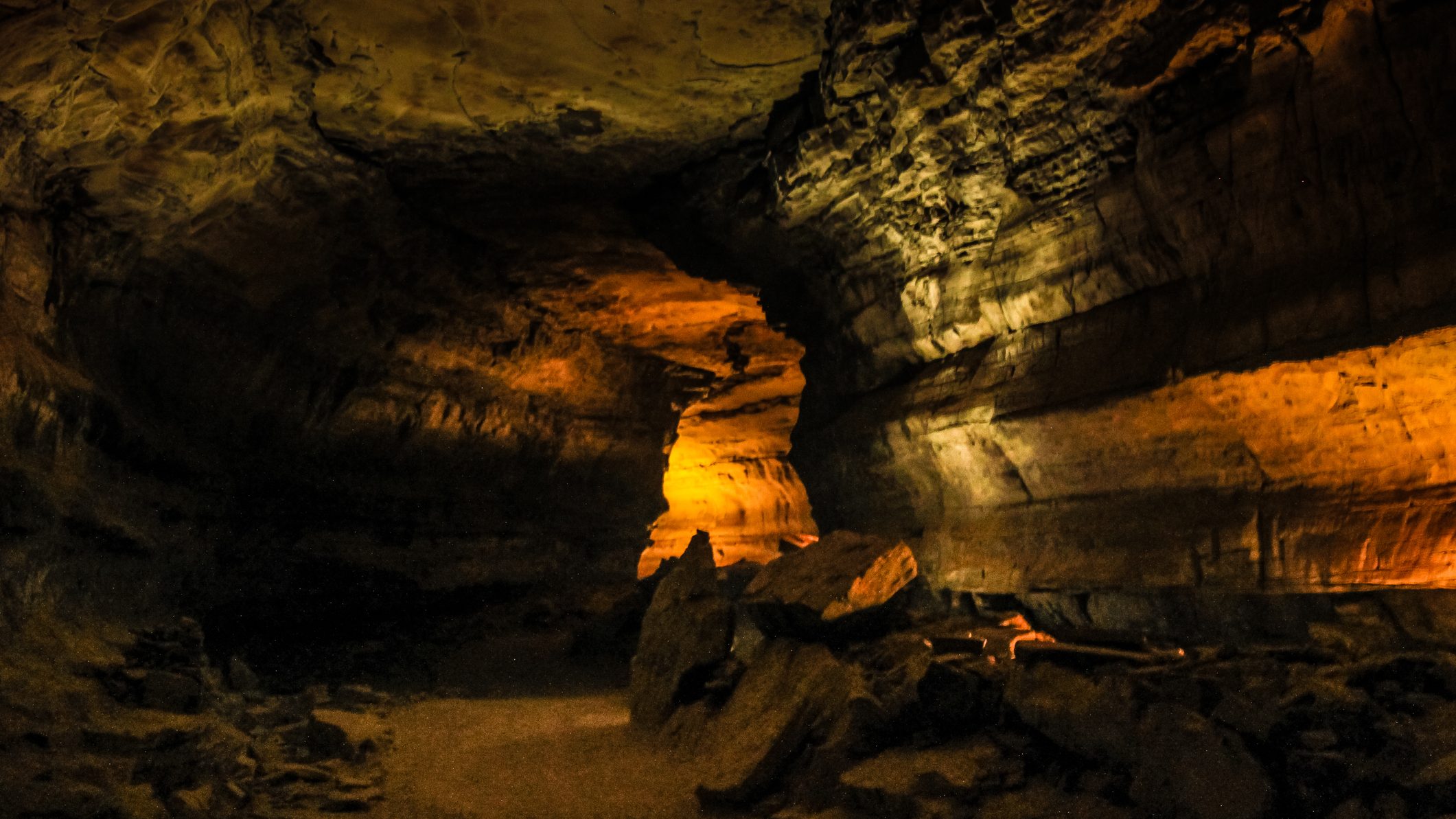 interior of a cave at Mammoth Cave National Park in Kentucky