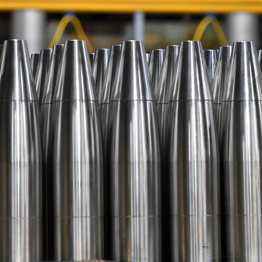Unfinished mortars seen lined up before being painted