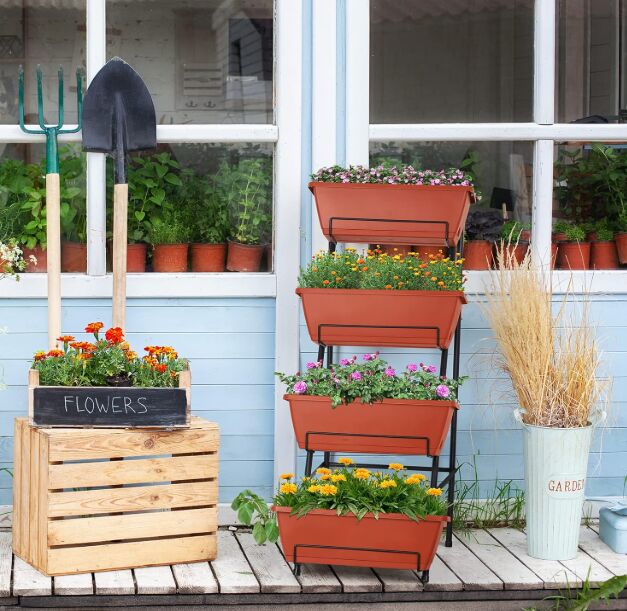 feeling squeezed transform your tiny garden with simple diy upgrades, OYEAL Raised Garden Bed 4 Tier Vertical Garden Planter image via Amazon
