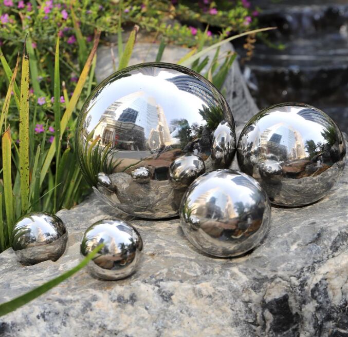 feeling squeezed transform your tiny garden with simple diy upgrades, Yarlung Stainless Steel Gazing Balls image via Amazon