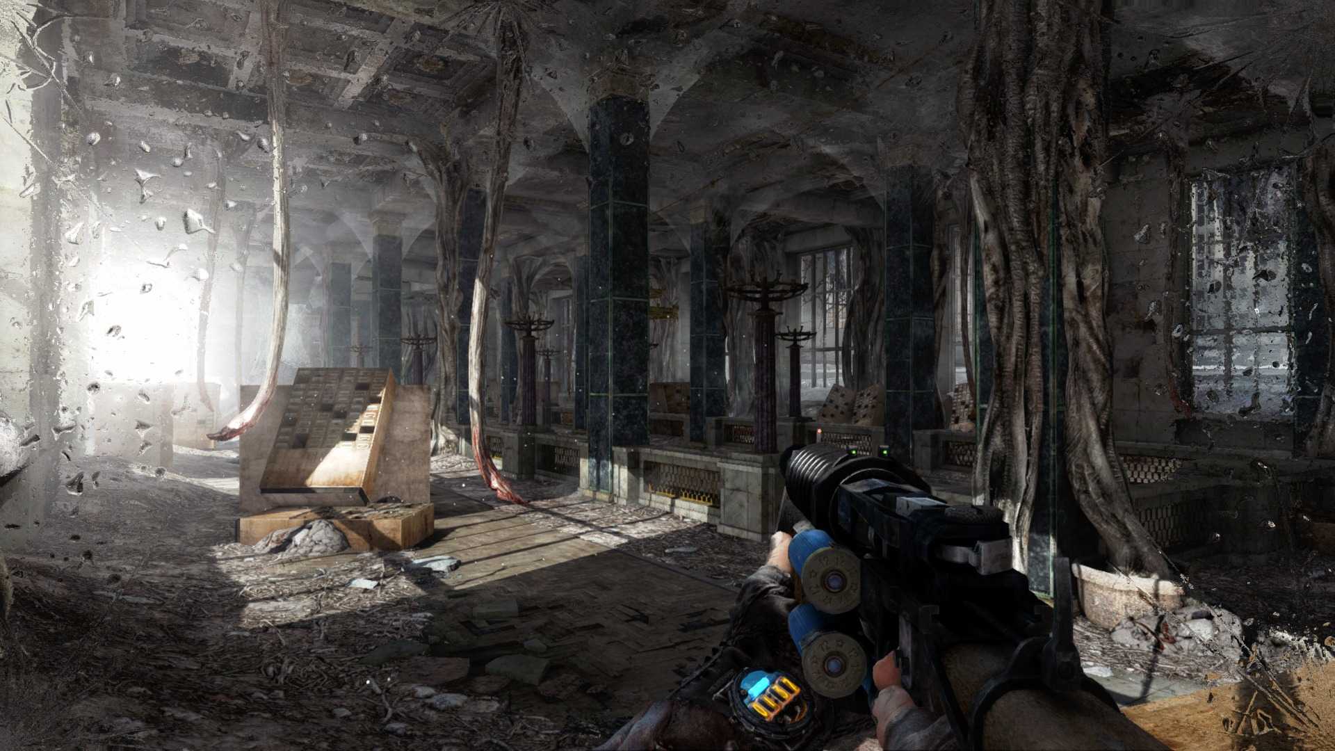 Metro 2033 screenshot where the player shoots with water in their field of vision