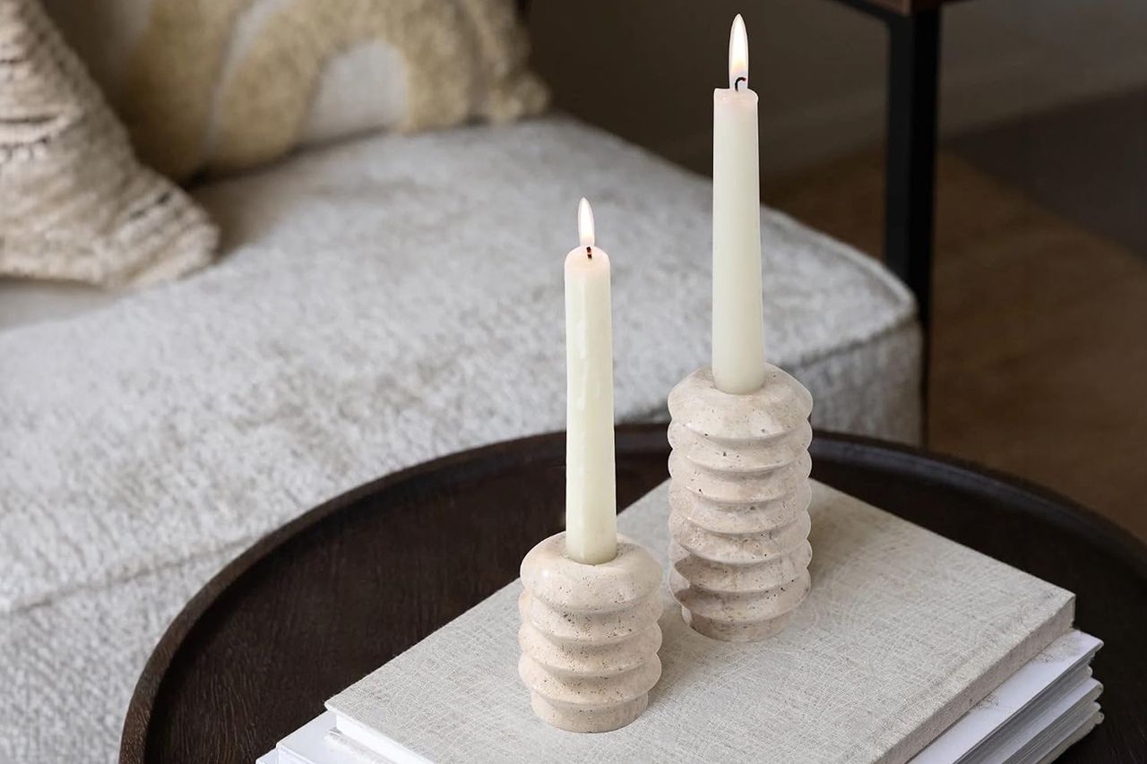 Amazon HofferRuffer Travertine Candlestick Holders