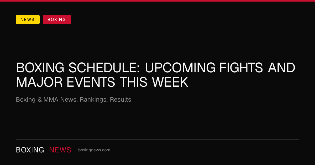 Boxing schedule: Upcoming fights and major events this week