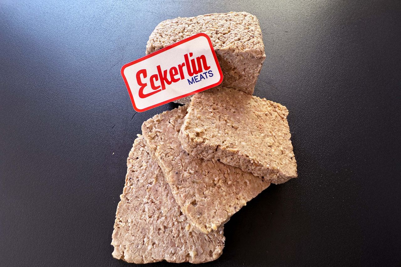 Slices of goetta from Eckerlin Meats displayed on a surface