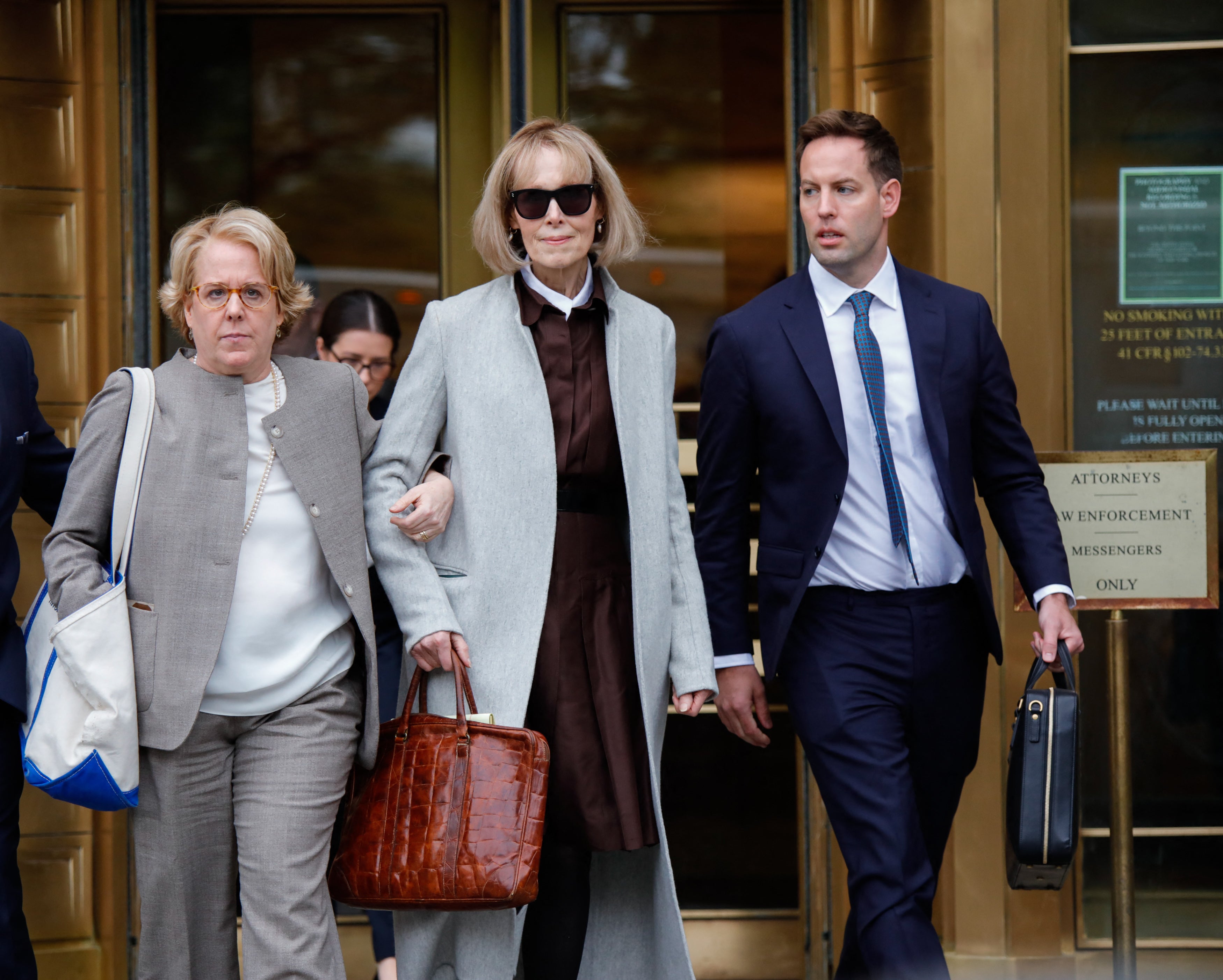 Carroll (pictured center) with her attorney Roberta Kaplan (pictured left) during the 2023 sexual abuse and defamation trial (AFP/Getty)