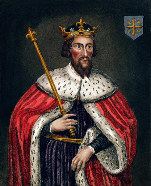A 19th-century portrait of Alfred the Great, whose remains may be located under a parking lot in Winchester