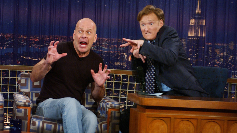 Bruce Willis and Conan O'Brien being silly on