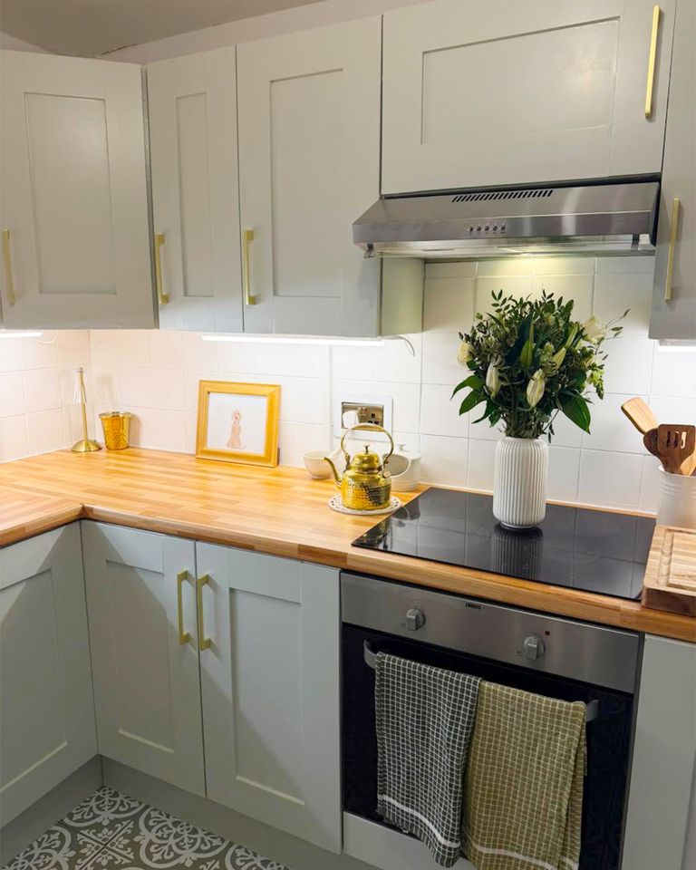 Content Creator Euphemia Moore Spent Just $680 to Give Her Dated Kitchen a Dramatic DIY Makeove