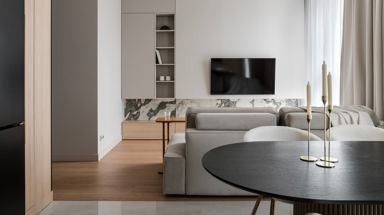 Stylish home with dining room table and candles