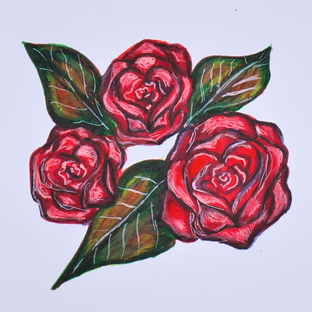 Drawing realistic roses using hearts! 🌹 ️