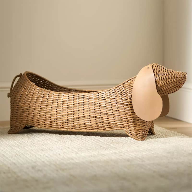 Dachshund Dog Woven Wicker Basket